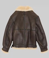Veste en cuir marron pour homme - Style aviateur B3 Bomber RAF - Veste d'hiver écologique coupe-vent streetwear