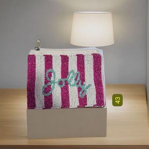 กระเป๋าใส่เหรียญปักมือ สีน้ำตาลแดง ซิปสีเหลือง ลายสีขาว สำหรับงานเลี้ยงตอนเย็น โดย MD HANDICRAFTS - Product Image 4