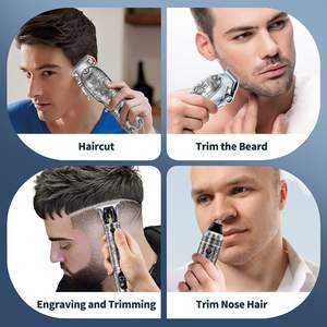 Ensemble de tondeuses à cheveux professionnelles pour barbier, 3 pièces, kit de coupe de cheveux sans fil avec tondeuse à poils du nez et tondeuse à barbe USB - Product Image 3