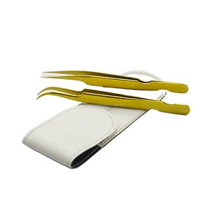 Pinzas para extensiones de pestañas, Juego de 4 pinzas de acero japonés con agarre de diamante, diseño OEM - Product Image 6