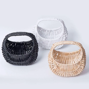 กระเป๋าเก็บของหวายสานทรงไม่สมมาตรขนาดเล็ก พร้อมหูหิ้ว สไตล์วินเทจ ทำด้วยมือ สำหรับจัดระเบียบ/เก็บของ - Product Image 3