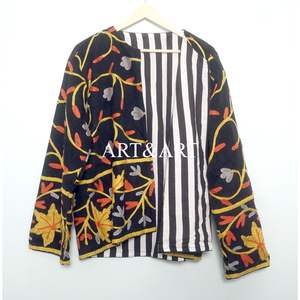 Chaqueta Acolchada con Bordado Floral, Cierre de Botones, Forro de Algodón Hecho a Mano, Ecológica, Transpirable, para Fiestas de Invierno y Otoño - Product Image 6