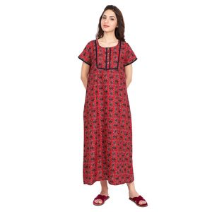 Camisón Largo Estampado de Algodón Color Granate para Mujer, Marca Evolve, Ropa de Dormir Súper Cómoda y Suave para el Verano, Ropa Casual para el Hogar, Talla 3XL - Product Image 2