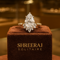 Anillo de Compromiso de Oro Sólido de 14K con Moissanita de Corte Pera Floral Vintage de Lujo para Mujer, Certificado IGI, 2.10 Quilates en Total, para Fiesta o Aniversario