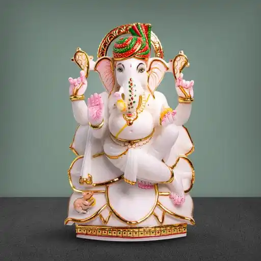 Đẹp handmade đánh bóng tinh khiết makrana trắng chất lượng hàng đầu đá cẩm thạch chúa Ganesh tượng Sản phẩm mới cho thờ phượng & trang trí nội thất