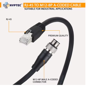 Câble de caméra industrielle RJ-45-TO-M12-8P à code A pour les appareils d'imagerie industrielle et les environnements de fonctionnement continu - Product Image 4