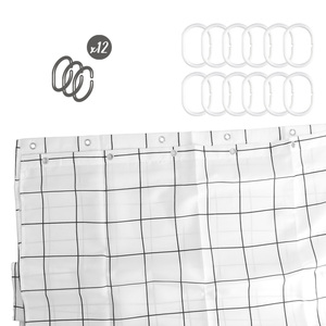 Tenda da doccia a quadretti 180x200 cm. Impermeabile - Product Image 6