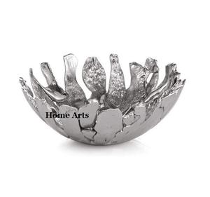 Bol à salade en métal avec support en aluminium en forme de feuille, qualité supérieure, forme ovale, bol à dessert, chocolats, par Home Arts - Product Image 2