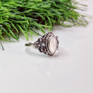 Bague marquise en argent 925 avec nacre Bijoux élégants en argent avec nacre Bagues en perles uniques pour femmes - Product Image 3