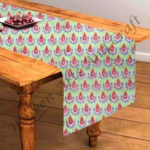 Caminos de mesa impresos con bloques de mano de tela de algodón 100% hechos a medida para hogar y hoteles en estampado multicolor para eventos de boda en casa - Product Image 6