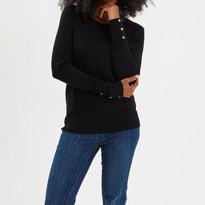 เสื้อสเวตเตอร์ถักสำหรับผู้หญิง, เสื้อสเวตเตอร์ถักให้ความอบอุ่นเนื้อนุ่มมีโลโก้ด้านหน้าสไตล์ลำลอง - Product Image 5