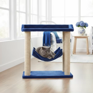 ที่นอนแมวคุณภาพสูง Amistar Royal Blue Cat Retreat พร้อมที่ลับเล็บแบบเปลญวนสำหรับแมวทุกขนาด - Product Image 3