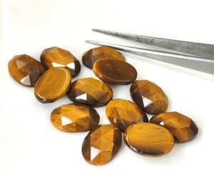 Venta al por mayor de piedras preciosas sueltas de ojo de tigre natural 3x5mm-20x30mm Color marrón corte Rosa ovalada parte posterior plana para la fabricación de joyas - Product Image 3