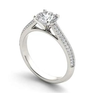 Anillos de Compromiso y Matrimonio Apilables de Moda con Incrustaciones de Diamantes en Oro Amarillo con Certificación IGI, Engaste de 4 Puntas, para Regalo - Product Image 2