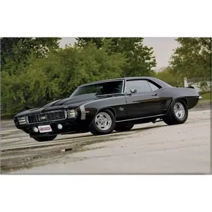 Impression sur toile Fida Black Classic Camaro in Front of Trees - Product Image 6