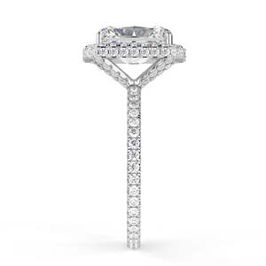 1,50 CT Radiant Cut Diamond Hidden Halo con acentos Anillo de compromiso para mujeres - Product Image 3