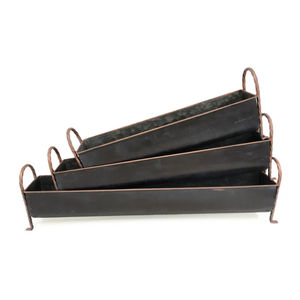 Jardinière en métal galvanisé bronze de qualité supérieure, jardinière rectangulaire pour plantes, jardinière pour fleurs, pour une utilisation en intérieur et en extérieur, en vente - Product Image 6