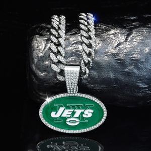 Colgante Deportivo de Rugby de los New York Jets de la NFL, Moderno y Hip Hop, Chapado en Oro de 14K, Plata 925 con Moissanita, Unisex, para Regalo o Fiestas - Product Image 1