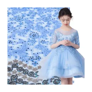 2023 Factory New Design Customized Sequin Embroidery Fabric 3d Lace Fabric For Women's Dress And Pillow Cover