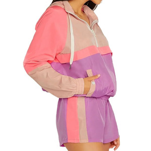 Conjunto de chándal cortavientos de 2 piezas de color simple y sólido, conjunto de chándal para exteriores, conjuntos cortos cortavientos - Product Image 4