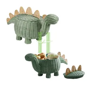 Cesta de Mimbre Natural para Almacenamiento de Dinosaurios, Cestas de Ratán para Niños, Empaquetado Personalizado, Variedad de Formas OEM, Novedad