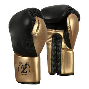 Gants de boxe avec logo personnalisé de haute qualité Nouveau design Gants de combat à lacets en cuir-Vente en gros à des fins d'entraînement - Product Image 3