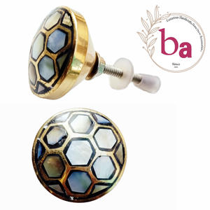 Brass Mother of Pearl Knobs & Pull Handle Handicrafts for Bedroom Kitchen Bathroom Living Room Wardrobe Drawers & <b>Doors</b> - Product Image 1