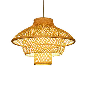 Luminaire de plafond en bambou, cage décorative, adapté aux projets d'éclairage personnalisés, sans composants électriques inclus - Product Image 2