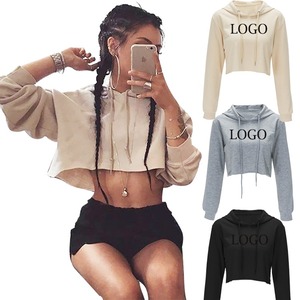 Custom Logo High Quality Women Casual Crop Top Hoodie Sport Wear Hoodies Sweatshirts Crop Tops for Women - Product Image 1