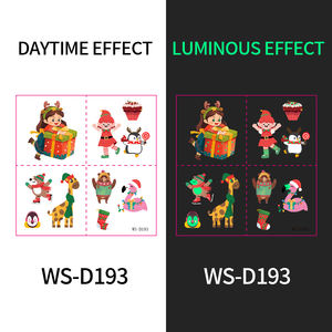 Les enfants brillent dans le noir ensemble d'autocollants de tatouage de Noël tatouages temporaires étanches pour le visage et le corps avec application de papier - Product Image 2