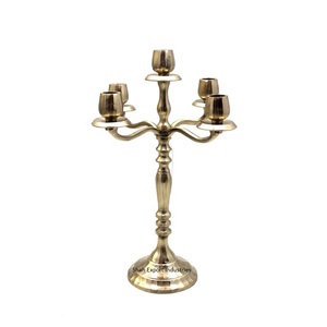 Nuevos candelabros decorativos de aluminio con cinco brazos, acabado dorado para eventos, fiestas, festivales, decoración, candelabros de suelo - Product Image 6
