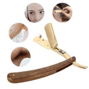 <b>Professional</b> Stainless Steel Straight Edge Shaving Razor Set with 100% Wooden Handle Customized Logo for Barbers Wholesale - Product Image 3