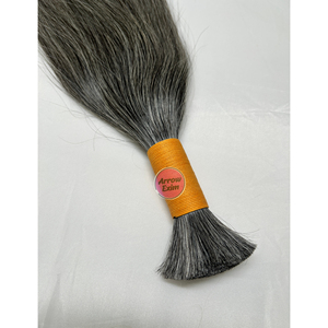 Cabello Gris Liso para Trenzas, 100% Cabello Humano Virgen sin Trama, de un Solo Donante, Natural Sal y Pimienta, Cabello Suelto para Trenzas - Product Image 1