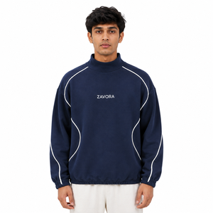 Sudadera Premium Oversize de Cuello Alto con Ribete en Contraste para Hombre, 100% Algodón, Manga Larga, Sudaderas y Hoodies Personalizadas de Fábrica - Product Image 3