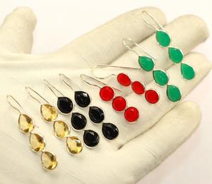 Women's Fashion Dangle Earrings Silver Plated Metal with Genuine Gemstones <b>Accessory</b> - Product Image 1