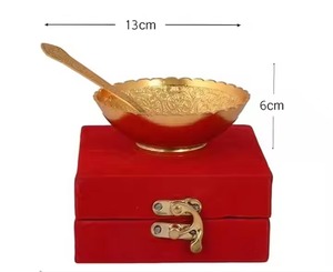 Cuillère bol plaqué or et argent avec boîte en velours Annaprasana décorative en laiton Fruits secs pour Halloween mariage cadeaux de retour - Product Image 4