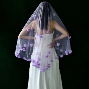 Voile de mariée Bridella M133, dentelle florale, broderie, tulle doux, ajustement confortable, appliques à nœuds perlés pour mariages et bals - Product Image 3