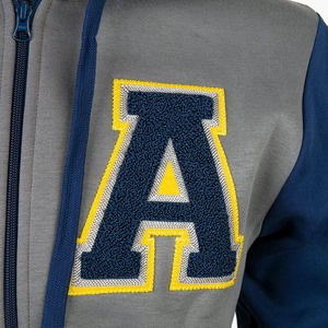 Sweats à capuche personnalisés avec broderie en chenille Sweats à capuche surdimensionnés en coton mélangé avec fermeture éclair en polaire pour hommes - Product Image 4