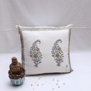 Handcrafted Organic Cotton Rectangle <b>Throw</b> <b>Pillow</b> Featuring Minimalist Floral Hand Block Printed Patterns for Sustainable <b>Decor</b> - Product Image 3