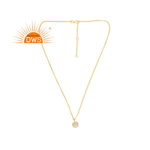 Venta caliente plata esterlina 18K chapado en oro Natural Arco Iris Luna piedra preciosa colgante collar Demi joyería fina para mujeres - Product Image 1