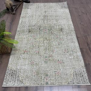 Tapis turc vintage 3,9x7,1 pi (119x216 cm), tapis en laine persan gris - Product Image 1