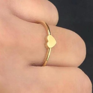 Heart Shape Trendy Minimalist Engagement <b>Band</b> Solid 925 Sterling <b>Silver</b> 18k Gold Plated Women's <b>Wedding</b> Party Anniversary - Product Image 1