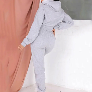 Femmes 2025 hiver extérieur décontracté ensemble personnalisable pantalons de survêtement à capuche et Joggers costume dames deux pièces survêtement - Product Image 2