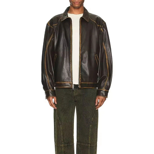 Vente chaude, vestes en cuir pour hommes de bonne qualité, confortables, vêtements pour hommes, coupe ajustée, vêtements de mode, veste en cuir pour garçons - Product Image 4