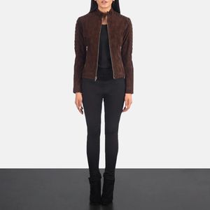 High Quality Wholesale Quilted Mocha Suede Biker <b>Jacket</b> Casual Plain Dyed Winter Front Professional Manufacturing OEM Service - Product Image 3