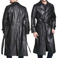 Manteau Trench Classique en Cuir pour Homme avec Col Revers Cranté, Manches Longues, Boutons sur le Devant - Léger et Réversible pour les Jours Froids