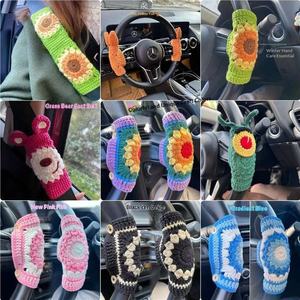 Funda de volante de coche de cuero genuino Acki Fashion transfronteriza, tejida a mano con patrón de girasol, accesorio periférico para el hombro - Product Image 3