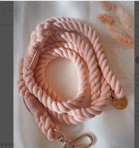 Peach Color Mint Green Rope Lead Customized Colored Cotton Rope Handmade <b>Dog</b> <b>Leash</b> Pet <b>Leash</b> Set - Product Image 2