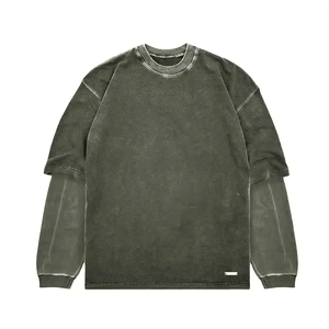 เสื้อยืดแขนยาวสำหรับผู้ชายโอเวอร์ไซซ์โอเวอร์ไซซ์สองชั้นของ2025 - Product Image 6