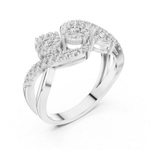 แหวนหมั้นเพชรทรงกลมสีเหลืองทอง 14K สำหรับผู้หญิง |   เพชรที่เพาะเลี้ยงใหม่ - Product Image 4